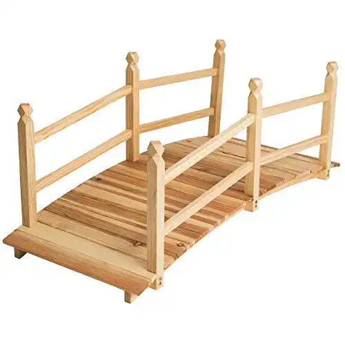 Teichbrücke TecTake Gartenbrücke Holzbrücke, ca. 140x60x56cm