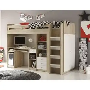 Hochbett mit Schreibtisch BEGA KLEIDERSCHRANK SCHREIBTISCH