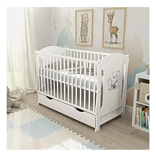 Babybett Baby Delux Kinderbett Juniorbett Teddy Wippe Motiv