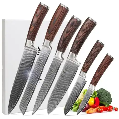 Wakoli-Damastmesser-Set Wakoli Edib 6er Damastmesser Set