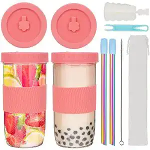 Bubble-Tea-Becher ZgoEC 24OZ mit Strohhalm und Deckel
