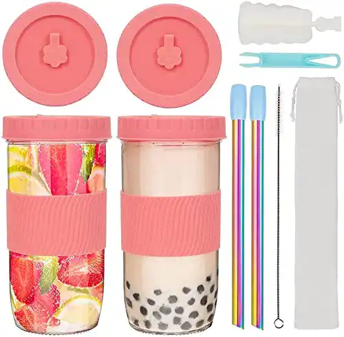 Bubble-Tea-Becher ZgoEC 24OZ mit Strohhalm und Deckel