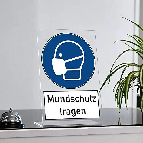 Maskenpflicht-Schild STEMPEL-FABRIK Acryl Aufsteller Mundschutz