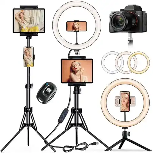 Handy-Stativ-mit-Ringlicht PEYOU 12 Zoll, Gesamthöhe 183cm