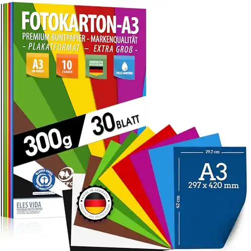 Die beste Fotokarton ELES VIDA 30 Blatt BUNTES PAPIER Karton DIN A3-300g/m² 2026 Test Bestseller Fotokarton ELES VIDA 30 Blatt BUNTES PAPIER Karton DIN A3-300g/m²