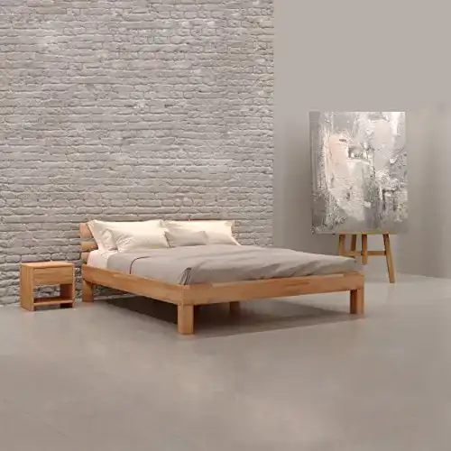 Bett 140×200 Krok Wood Massivholzbett Julia mit Kopfteil in Buche