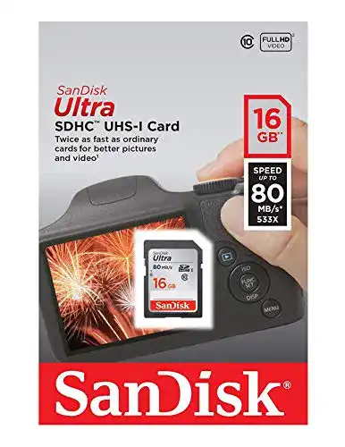 SD-Karte SanDisk Ultra SDHC I 16 GB bis zu 80 MB/Sek, Class 10