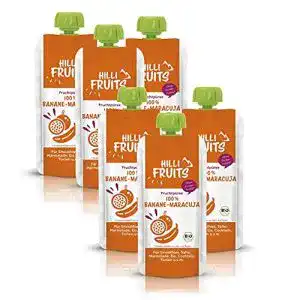 Maracujasaft Hilli Fruits BIO Fruchtpüree Banane Maracuja 6er-Set