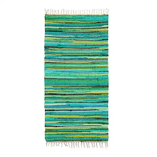 Flickenteppich Relaxdays 70 x 140 cm mit Fransen aus Polyester
