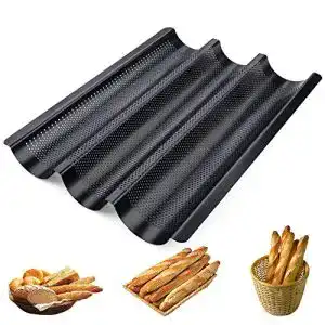 Baguette-Backblech Homewit 3 Mulden, 38.5×28.5×3.5 cm
