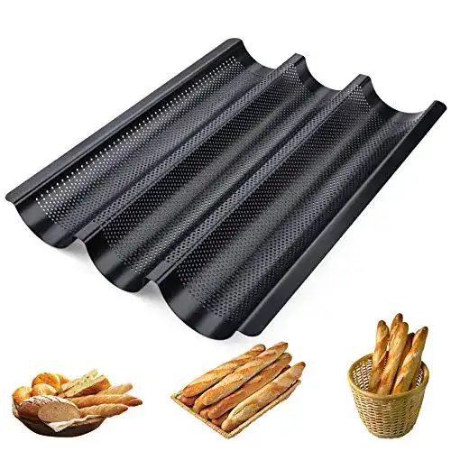 Baguette-Backblech Homewit 3 Mulden, 38.5×28.5×3.5 cm