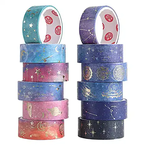 Washi Tape Yunzen 12 Rollen Sternenhimmel Set Aufkleber