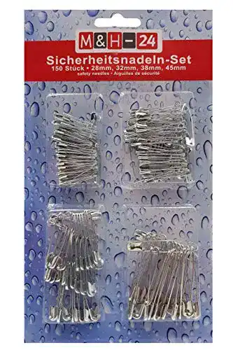 Sicherheitsnadeln M&H-24 150 Stück Groß und Klein
