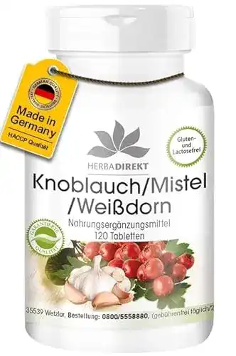 Die beste Knoblauch-Mistel-Weißdorn-Kapseln HERBADIREKT Knoblauch 2026 Test Bestseller Knoblauch-Mistel-Weißdorn-Kapseln HERBADIREKT Knoblauch