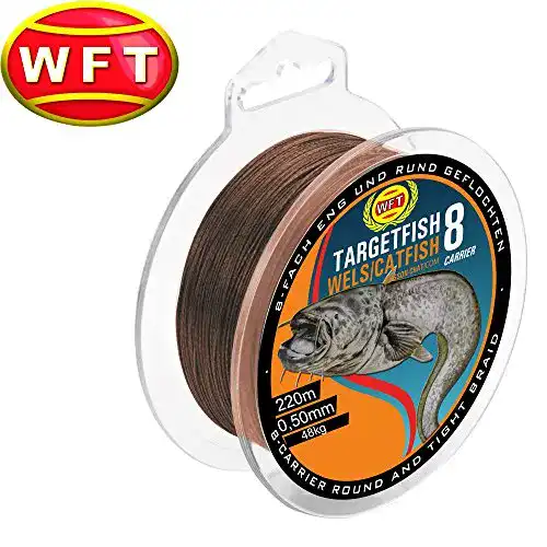 Die beste Wallerschnur WFT TF8 Catfish Brown 220m 0,50mm 48kg - zum Wallerangeln, Welsschnur, geflochtene Angelschnur für Waller 2026 Test Bestseller Wallerschnur WFT TF8 Catfish Brown 220m 0,50mm 48kg – zum Wallerangeln, Welsschnur, geflochtene Angelschnur für Waller