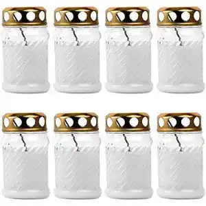 Grabkerze HS Candle 8X Grablicht aus Glas Rille 10,5 cm