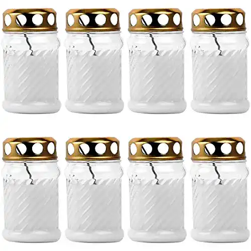 Grabkerze HS Candle 8X Grablicht aus Glas Rille 10,5 cm