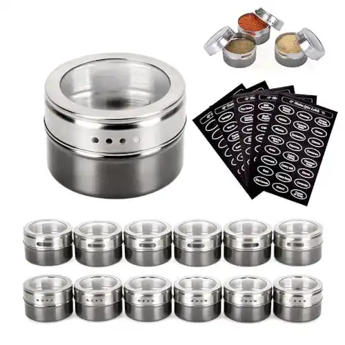 Magnetische Gewürzdosen Kingmate 12 Stück, Grau