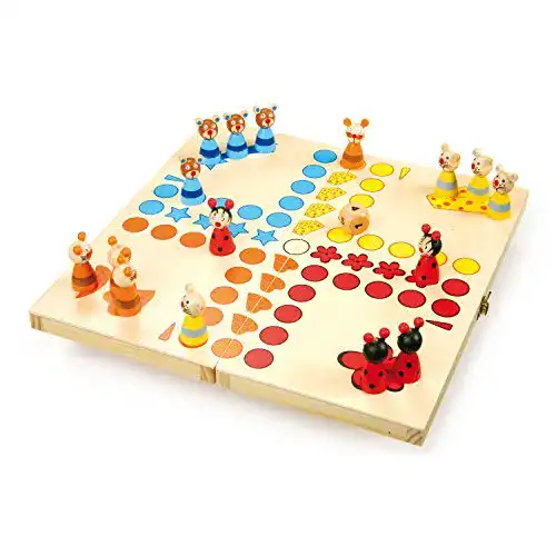 Ludo Small Foot Tiere aus Holz, Gesellschaftsspiel