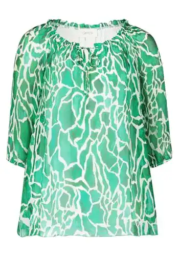 Seidenbluse Cartoon Damen 8971/7168 Bluse, Green/White, 38