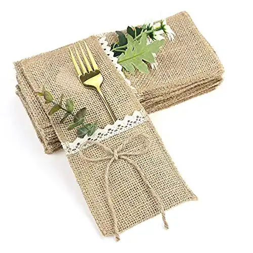 Bestecktaschen XunHe 10 Stück Jute Bestecktasche