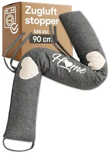 Zugluftstopper Praknu Grau, waschbar, 1kg schwer, effektiv