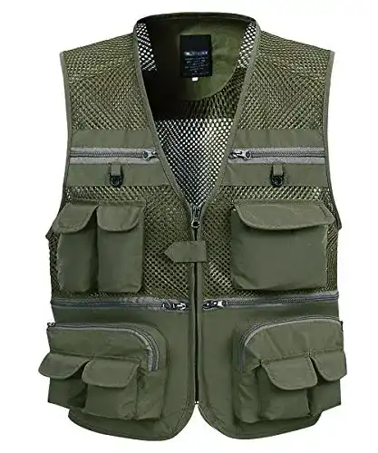 Anglerweste KEFITEVD Herren Outdoor Weste Männer Ärmellos Weste mit Vielen Taschen Weste