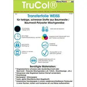 Transferfolie Laserdrucker trucol FÜR DUNKLE Stoffe DIN A4