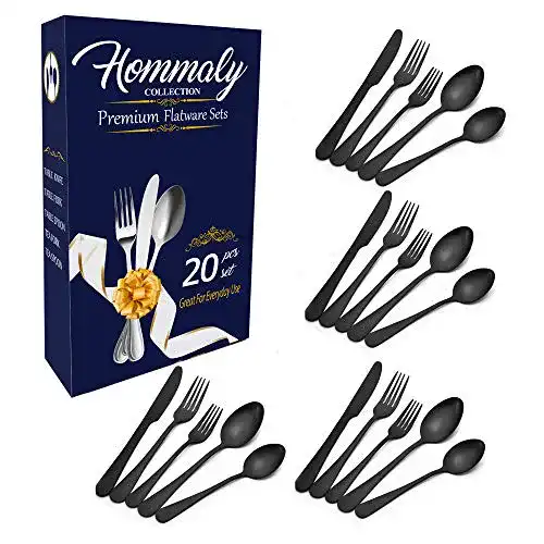Schwarzes Besteck HOMMALY Matt-Set, 20-teilig, Edelstahl