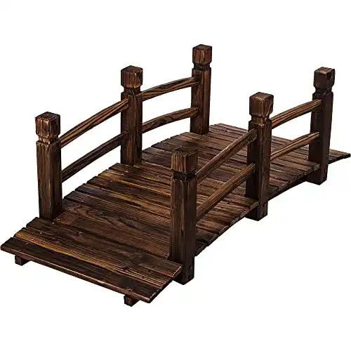 Teichbrücke Maxstore Rustikale Massive Holzbrücke, braun