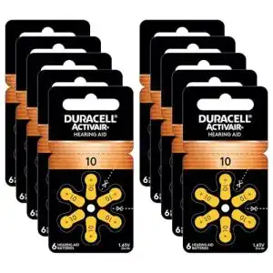 Hörgeräte-Batterien-10 Duracell Typ 10 Hörgerätebatterien, Gelb