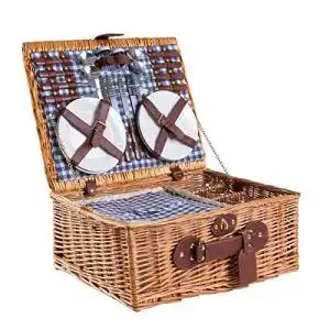 Picknickkorb eGenuss LY12041BLU Handgefertigtes für 4 Personen