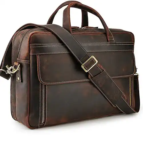 Laptoptasche 17 Zoll TIDING Herren Leder Business-Tasche