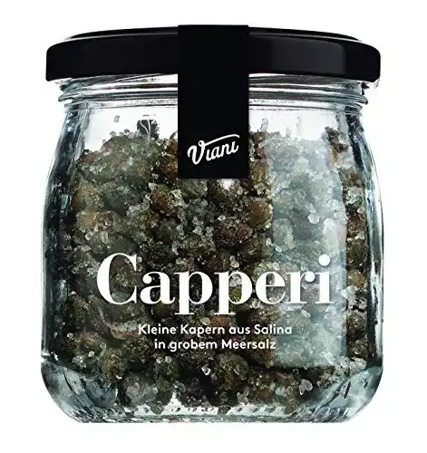 Kapern Viani CAPPERI aus Salina in grobem Meersalz, 120g