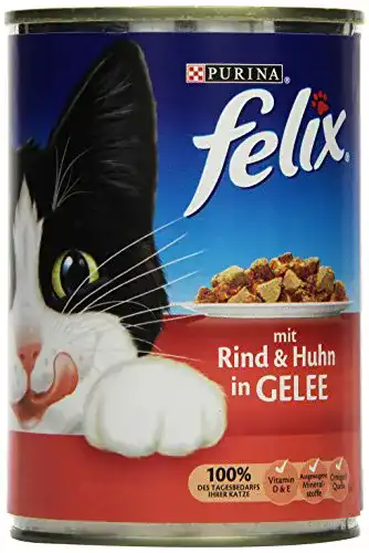 Felix-Nassfutter Felix Katzennassfutter in Gelee, Rind u. Huhn 24er