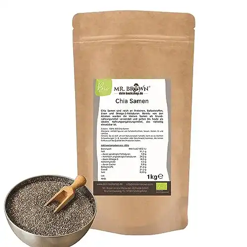 Bio-Chia-Samen MR. BROWN 1kg BIO Chia Samen, schwarz