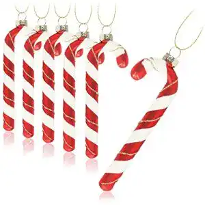 Zuckerstange com-four ® 6X Christbaumanhänger