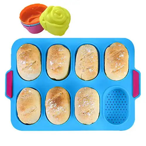 Brötchen-Backform KeepingcooX ® mit Rosenformen, Blau