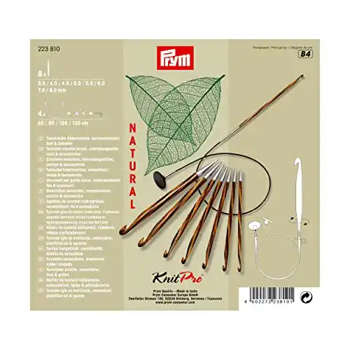 Tunesische Häkelnadel Prym Tunesische Set Natural 3,5-8,0 mm