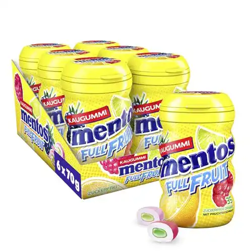 Kinderkaugummi MENTOS Kaugummi Full Fruit, 6er Box