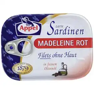Sardinen Appel filets, Zarte Öl Madeleine rot, 10 x 105 g