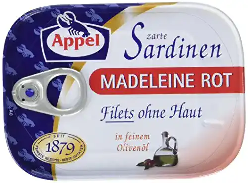 Sardinen Appel filets, Zarte Öl Madeleine rot, 10 x 105 g