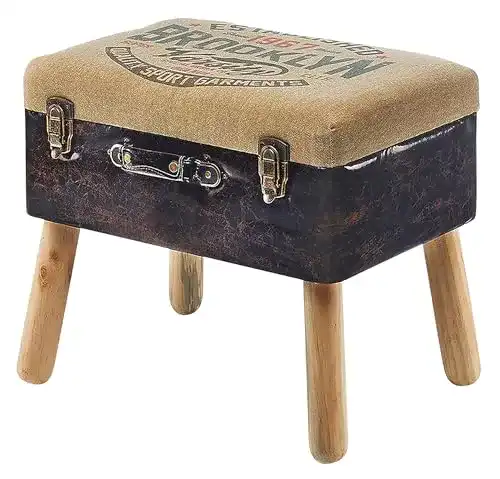 Die beste Sitzhocker Kobolo, Leinen und Kunstleder, Braun, 50x36x45 cm 2026 Test Bestseller Sitzhocker Kobolo, Leinen und Kunstleder, Braun, 50x36x45 cm