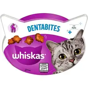Katzenleckerlies whiskas Dentabites Zahnpflegesnacks Huhn, 8x40g