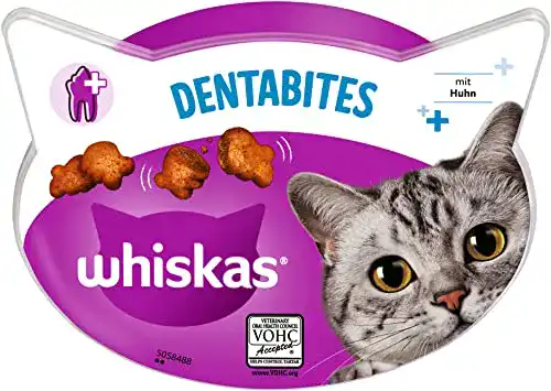 Katzenleckerlies whiskas Dentabites Zahnpflegesnacks Huhn, 8x40g