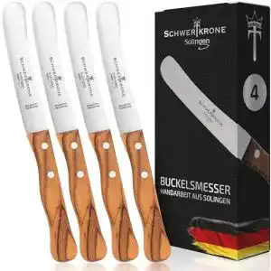 Frühstücksmesser Schwertkrone Brötchenmesser Holzgriff, 4er
