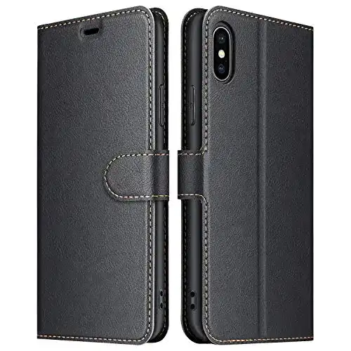 iPhone-X-Lederhülle ELESNOW Hülle für iPhone X/XS, Premium PU