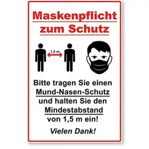 Schild Hygieneregeln ENDJO Hinweisschild Maskenpflicht Kunststoff