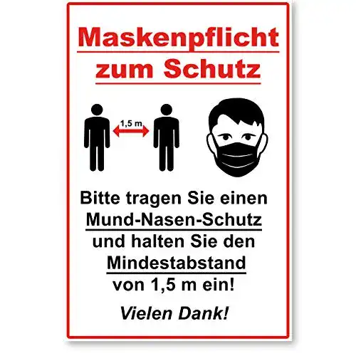 Schild Hygieneregeln ENDJO Hinweisschild Maskenpflicht Kunststoff