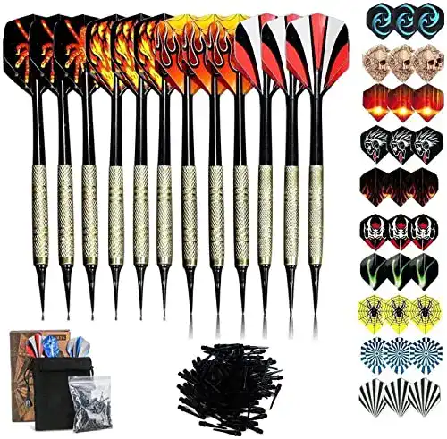 Softdarts Sinwind Dartpfeile mit Kunststoffspitze, 12 Stück Soft
